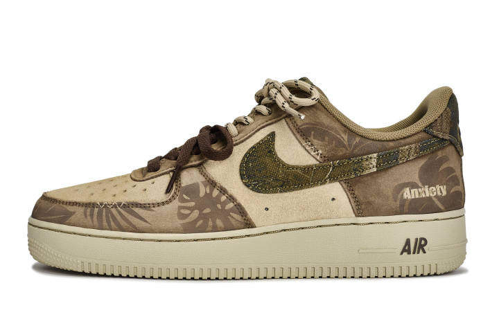 Nike Nike Air Force 1 REGO Hot Dog, Tropical Rainforest Slip Resistant Low top Skateboard Shoes Men's Green Brown
