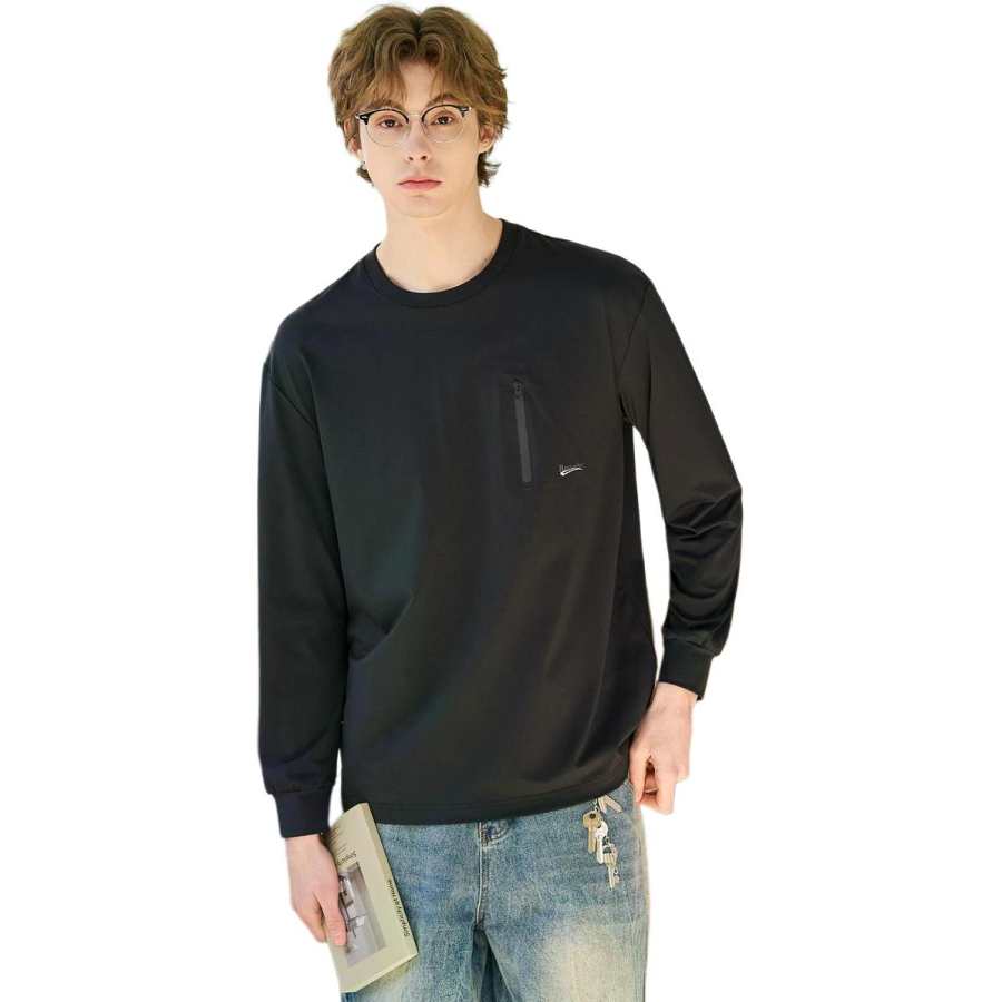 Tonlion T Shirts Unisex Black Crew Neck Moderate Straight Fit