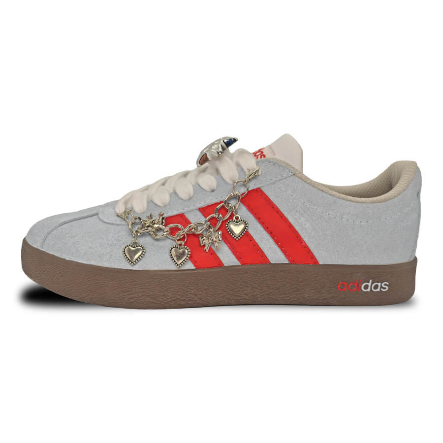 Adidas Adidas VL COURT 2.0 Adidas Heartbeat Denim Slip Resistant Balance Low top Skateboard Shoes Unisex Light Blue
