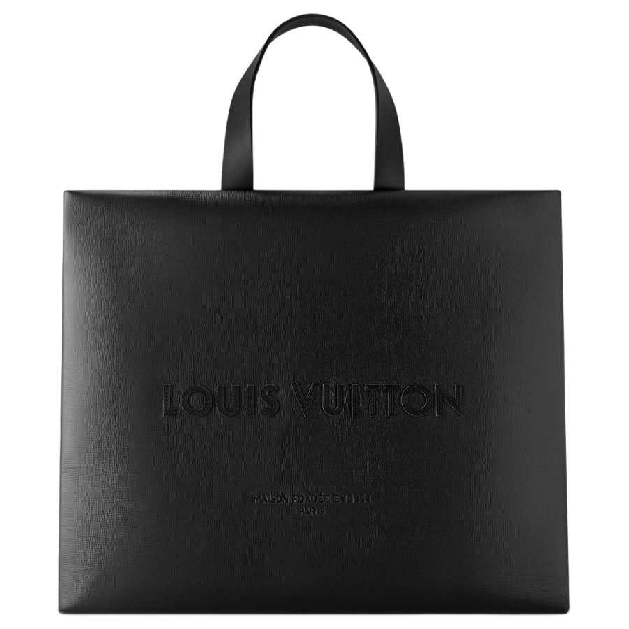 LOUIS VUITTON SHOPPER Cow Leather Handbag Medium Unisex Black