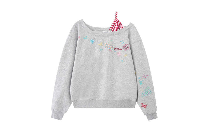 F426 Sweatshirts Women's Asymmetrical Collar Moderate Mock Two Piece
