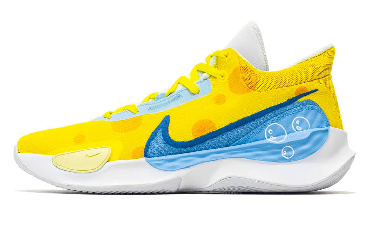 Nike Nike Renew Elevate 3 Yellow Blue Dash Fabric Abrasion Resistant Slip Resistant Low top Basketball Shoes Men's