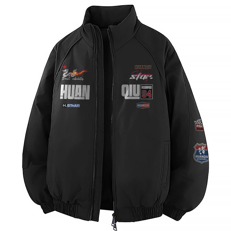 HUANQIU Puffer Jackets Unisex Stand Collar Thickened Puffer Jacket
