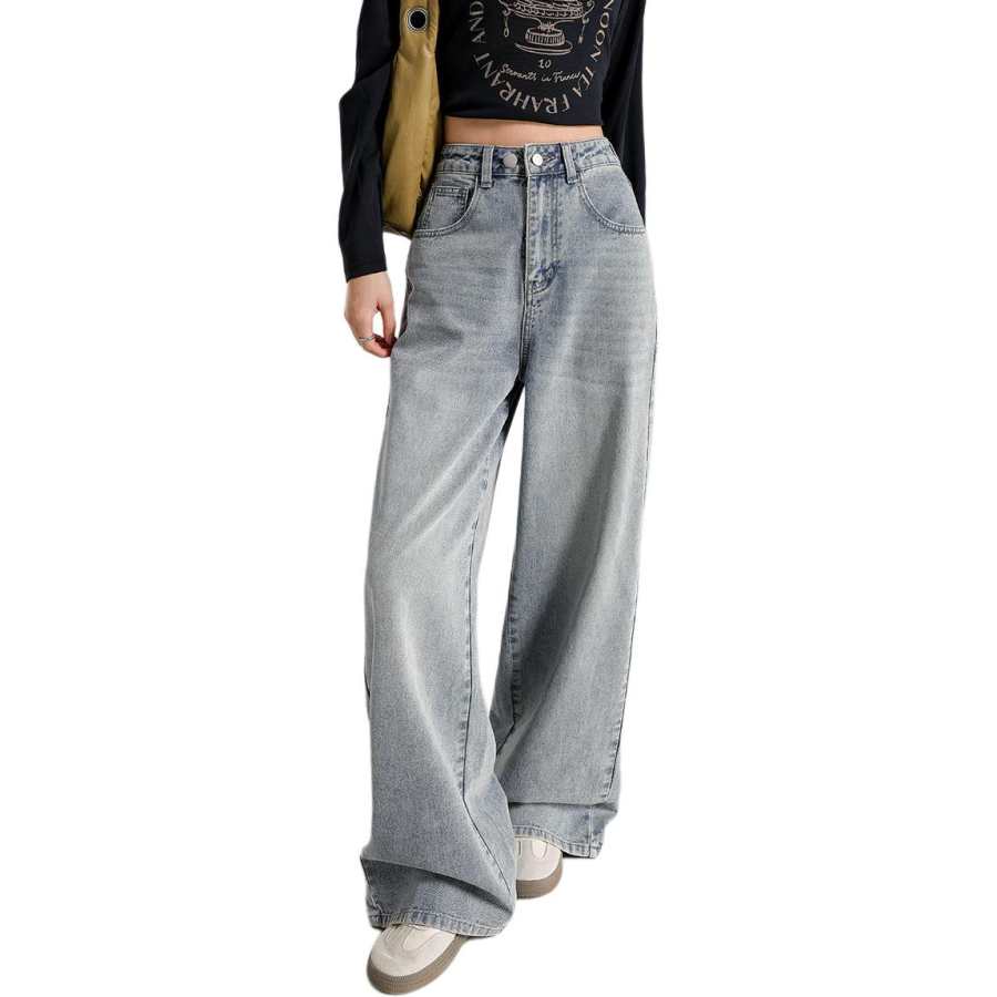 Tonlion Jeans Women's Gray Tone Moderate Straight Fit Pants