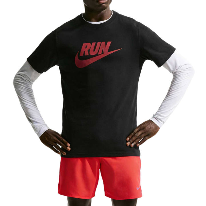 Nike Nike Dri Fit Running T Shirt Men's Black/Team Dark Red