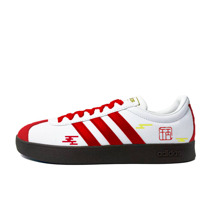 Adidas Adidas Vl Court Classic Red Lucky Charm Cow Split Leather Low top Skateboard Shoes Unisex White