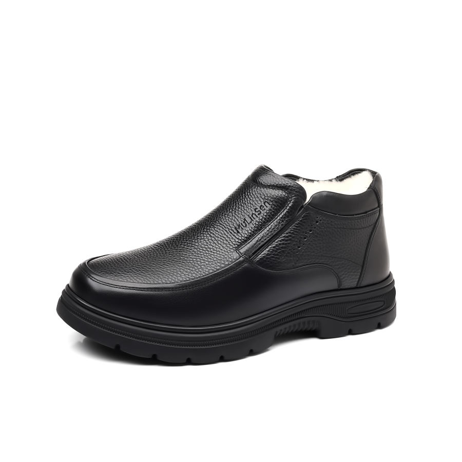 Mulinsen Cow Leather Mid top Casual Shoes Men's Black