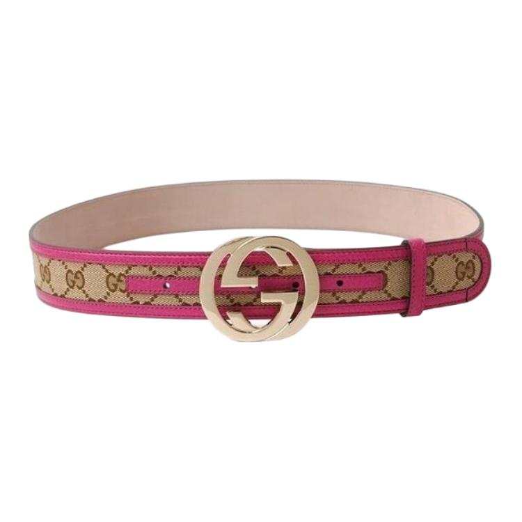 GUCCI GUCCI Interlocking G Canvas Belts Women's Purple Width 4cm