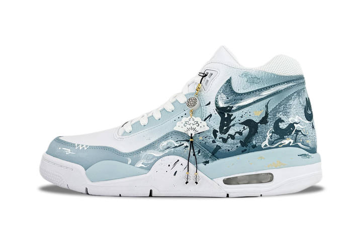 Nike Nike Flight Legacy Sky Imagination Slip Resistant Abrasion Resistant Mid top Vintage Basketball Shoes Men's Blue