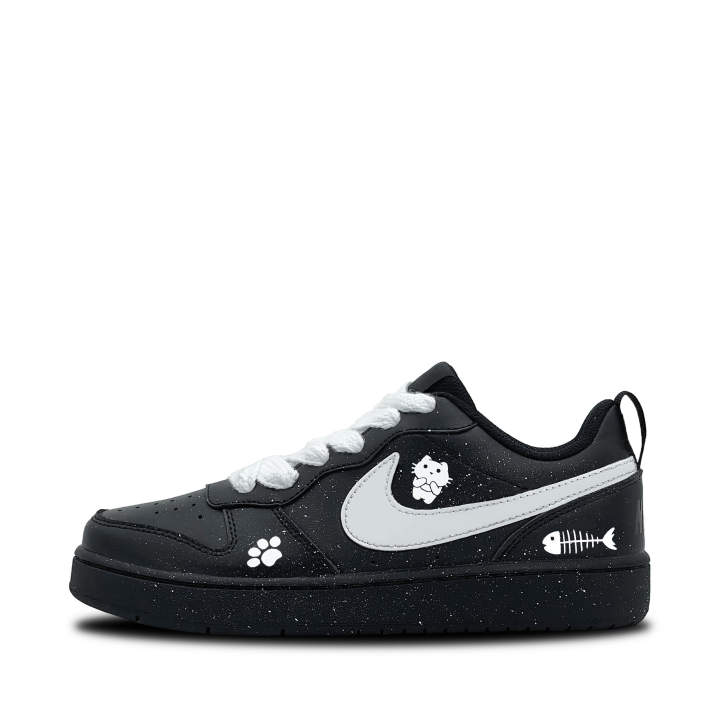 Nike Nike Court Borough Black Sugar Kitten Synthetic Leather Slip Resistant Abrasion Resistant Low top