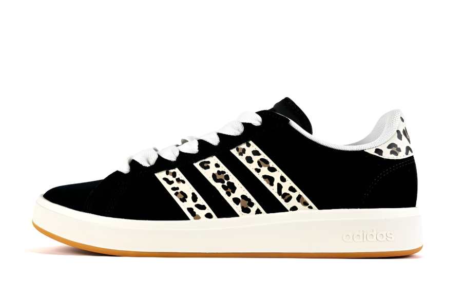 Adidas Adidas Grand Court Base 00s Laumof Box, Dark Chocolate Leopard Print Synthetic Leather, Split Cow Leather