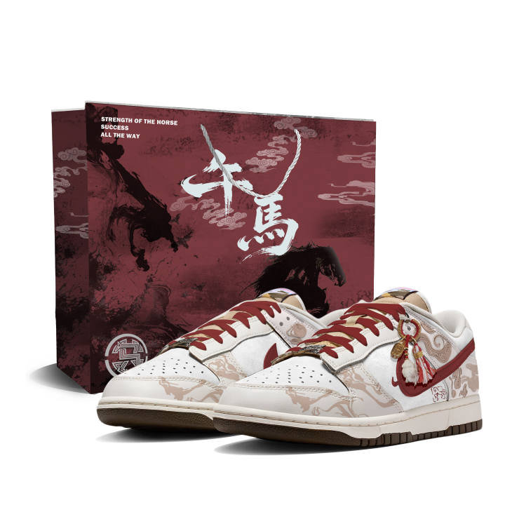 Nike Nike Dunk Auspicious Horse Flowing Cloud Lightweight And Breathable Low top Skateboard Shoes Men's White Red