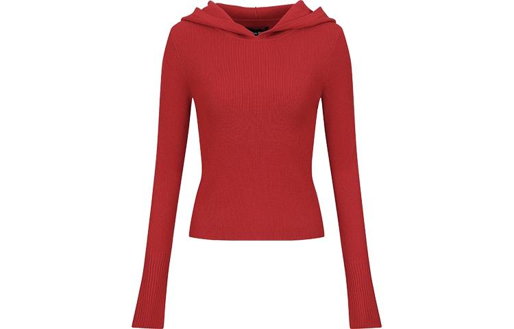 URBAN REVIVO Sweaters Women's Red Hooded Moderate Base Layer