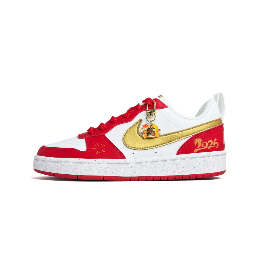 Nike Nike Court Borough Horse Year Good Luck Abrasion Resistant Slip Resistant Low top Skateboard Shoes Gold Red Teenagers