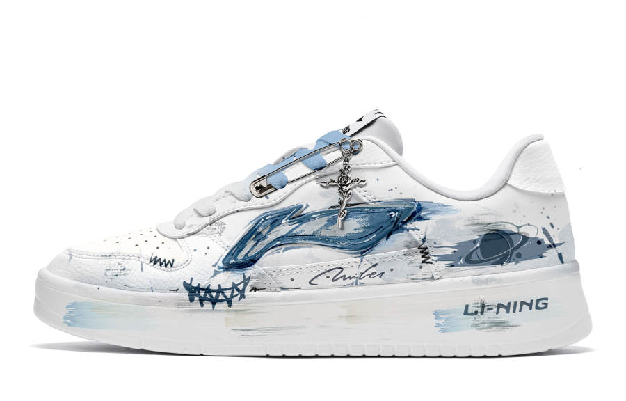 Li-Ning Li Ning Floating Boat Abrasion Resistant Lightweight Low top Skateboard Shoes Men's Blue White