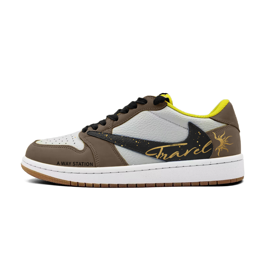 Jordan Travis Scott x Jordan Air Jordan 1 Wandering Journey Chronicles Synthetic Leather, Leather Cushioning, Wear Resistant