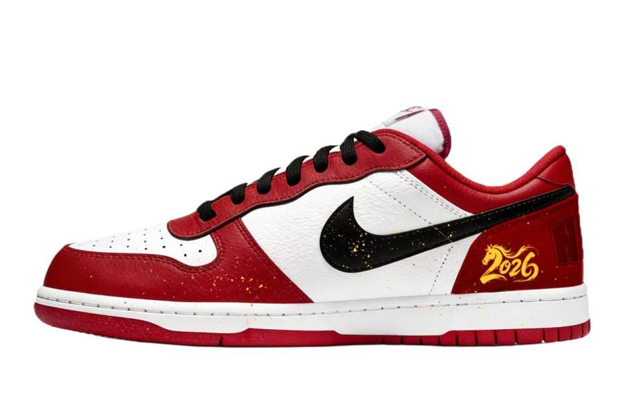 Nike Nike Big Fairyland, Crimson Horse Soaring In The Clouds Low top Skateboard Shoes Men's Red White