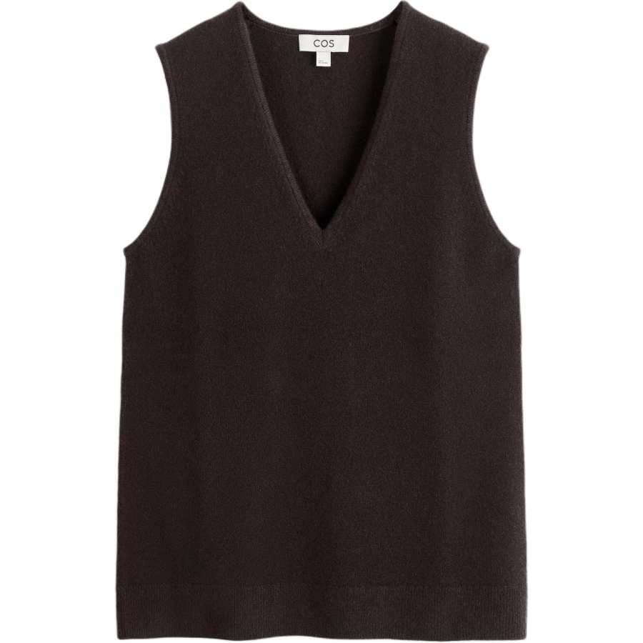 COS Tank Tops Women's Dark Brown V Neck Moderate Other