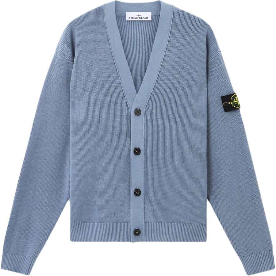 Stone Island V-neck logo-patch cardigan