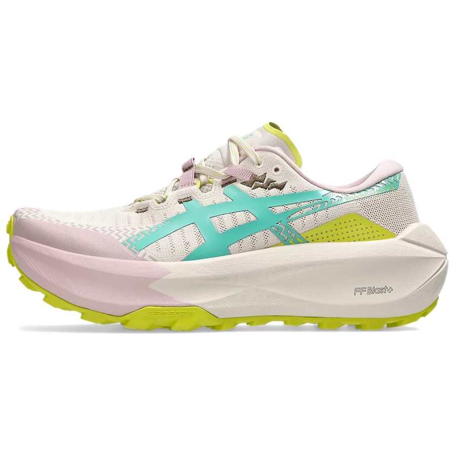 ASICS TRABUCO MAX 5 Trail Running Shoes Women's Beige Cyan Yellow
