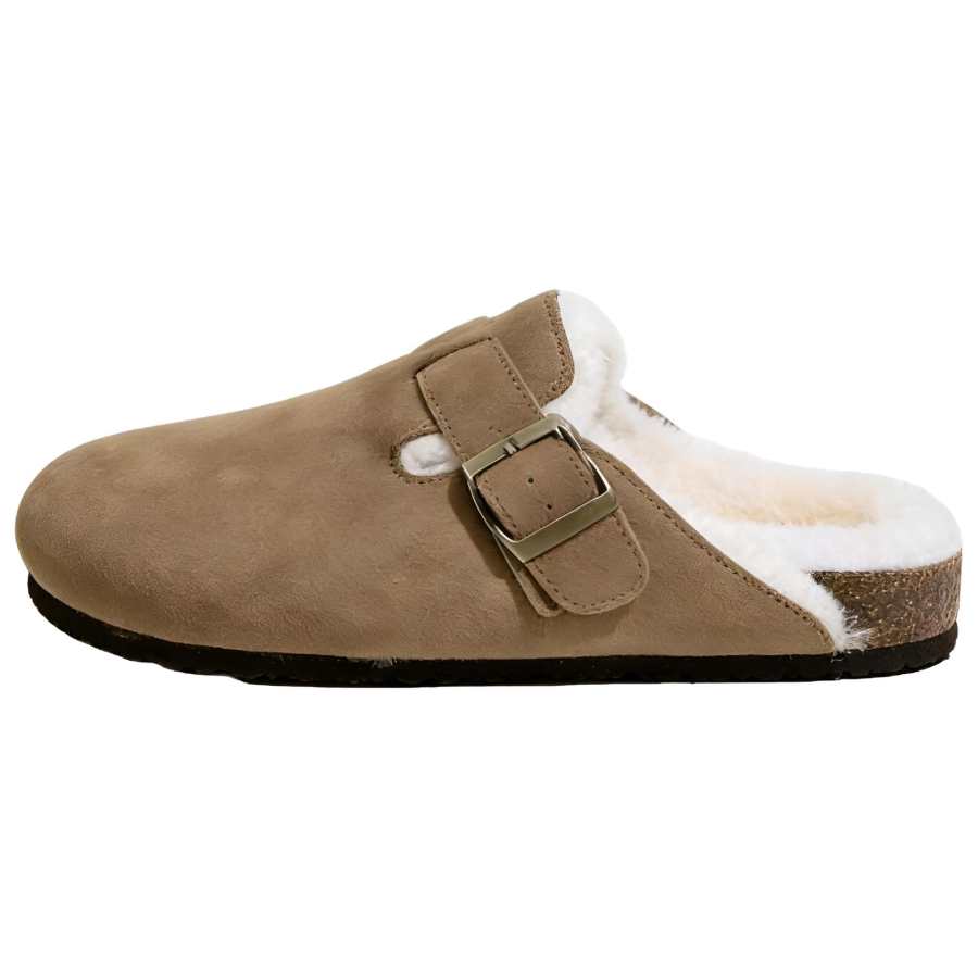 JBBCN Fall Winter Thermal Closed Toe Fleece Lined, Plush Mules Comfortable Outerwear Slip on Shoes Chinese Frog Closure
