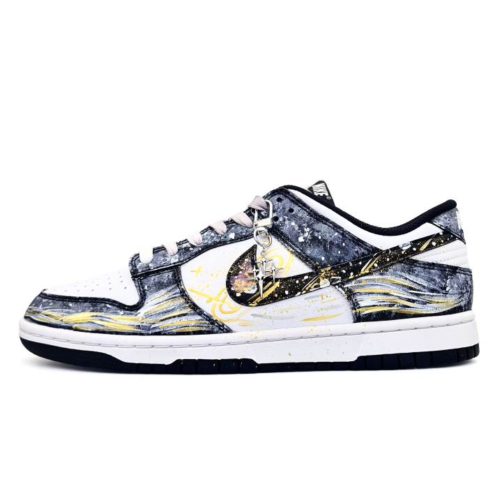 Nike Nike Dunk Galaxy Star, Hand Drawn Abrasion Resistant Lightweight Low top Skateboard Shoes Unisex Silver Gray