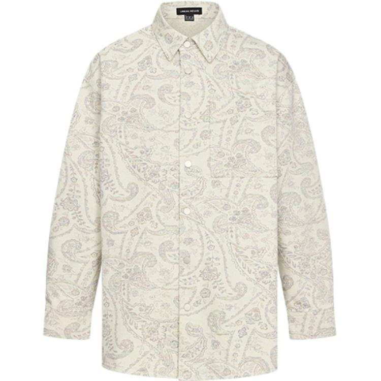 URBAN REVIVO Shirts Men's Ecru Polo Collar Moderate