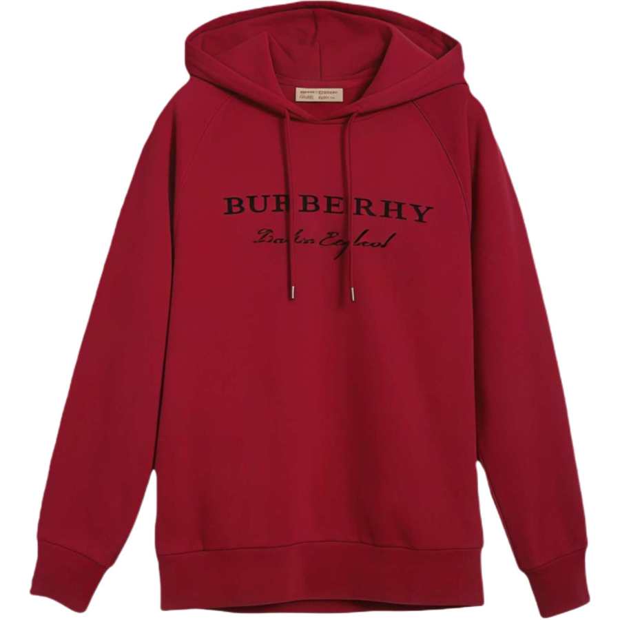 Burberry Sweatshirts Unisex Red Hooded Non Detachable Moderate Straight Fit