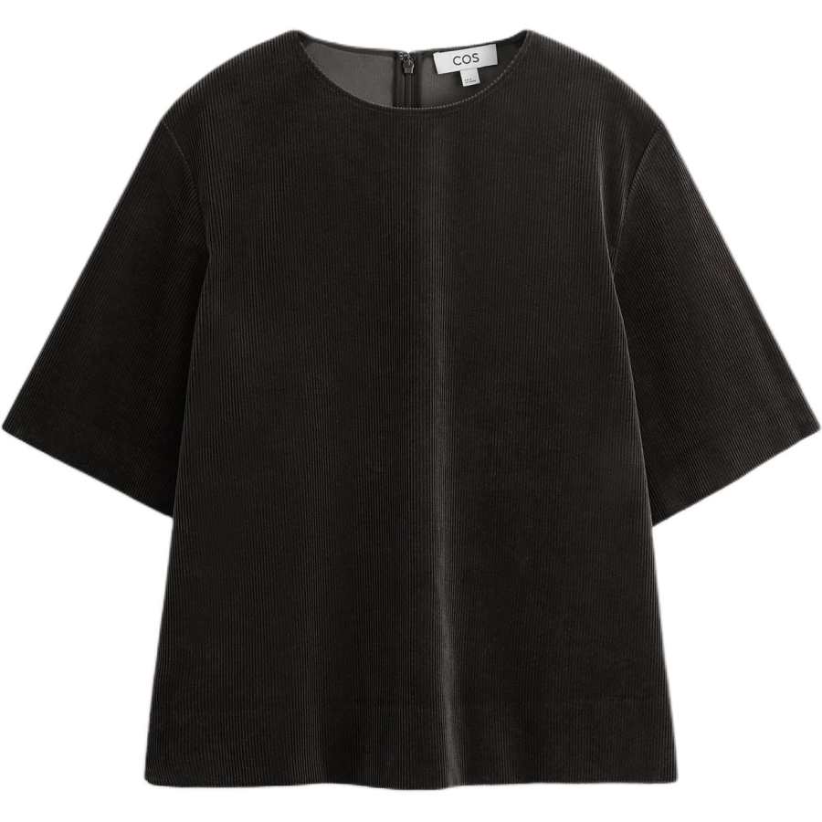 COS T Shirts Women's Dark Brown Crew Neck Moderate