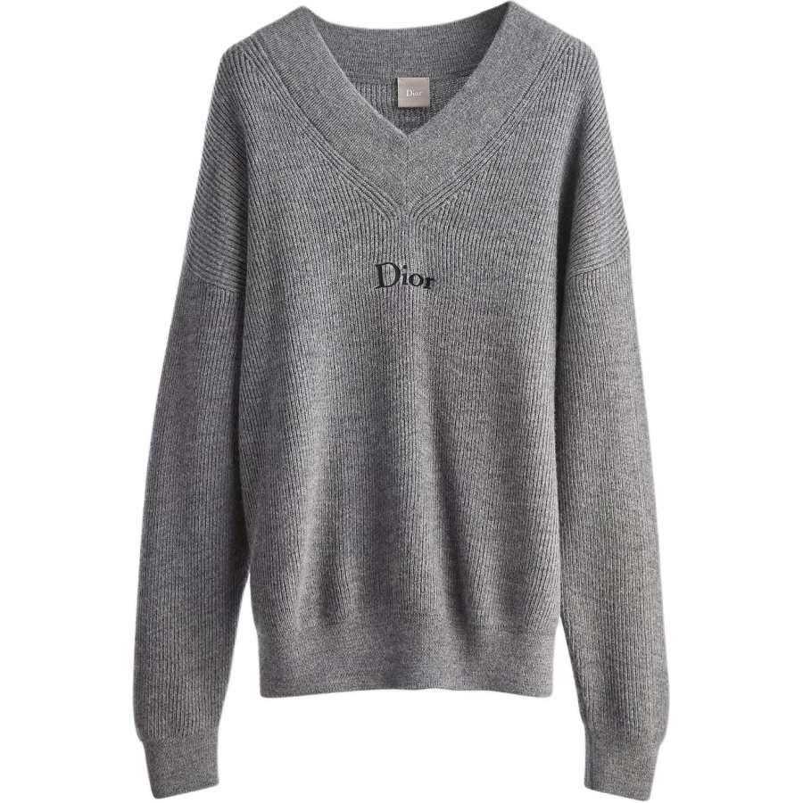 DIOR DIOR Sweaters Men's Gray V Neck Moderate