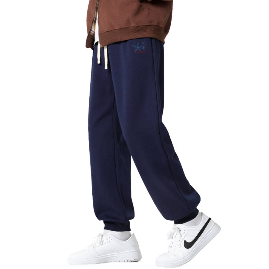 Tonlion Casual Pants Unisex Moderate Cuffed Pants