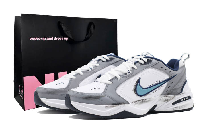 Nike Nike Air Monarch 4 Synthetic Leather Coverage Height Increasing Low top Chunky Sneakers Unisex White Gray
