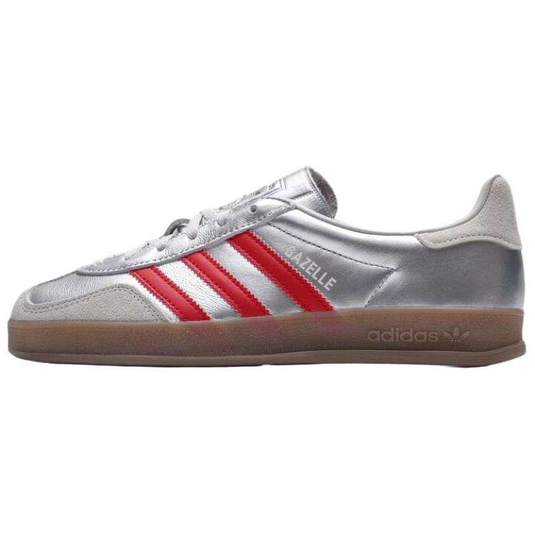 Adidas Originals GAZELLE INDOOR German Army Trainers Women's Silver Red