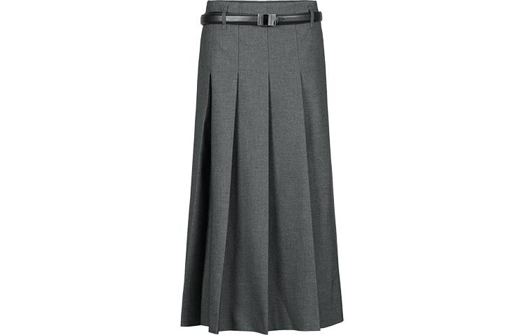 URBAN REVIVO Casual Long Skirt Women's Dark Gray Heather Gray