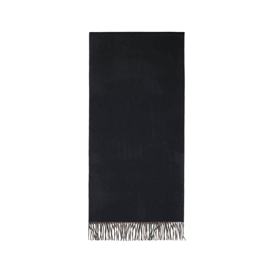 HERMES Cashmere Knit Scarves Unisex Black/Elephant Gray
