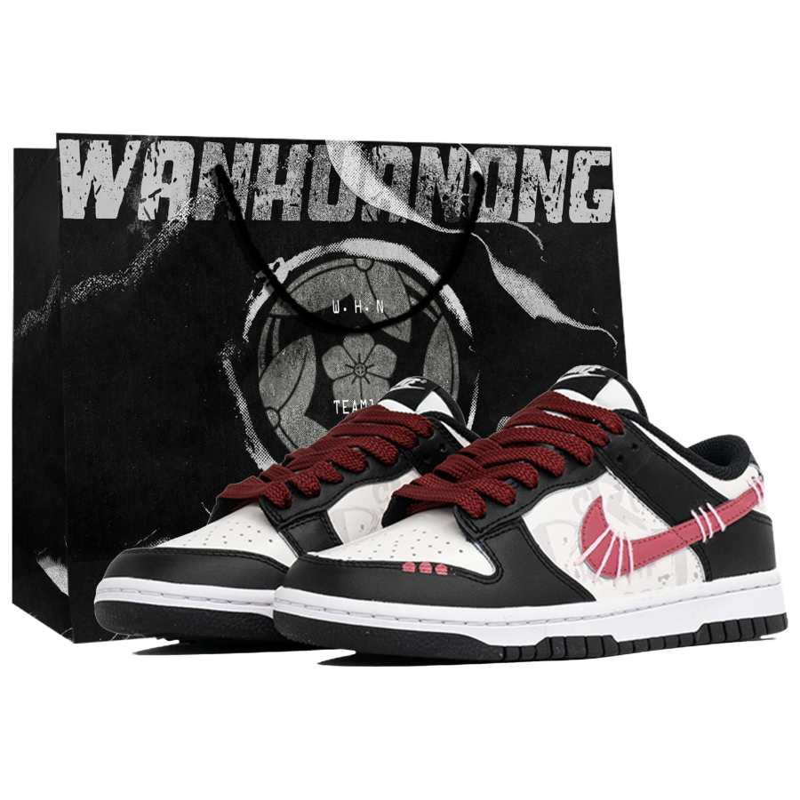 Nike Nike Dunk Wan Hua Nong, Shuai, Shopping Bag Abrasion Resistant Low top Skateboard Shoes Unisex Black White Pink