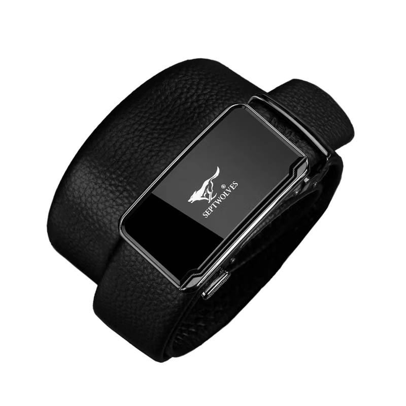 SEPTWOLVES SEPTWOLVES Cow Leather Belts Men's Black Width 3.5CM
