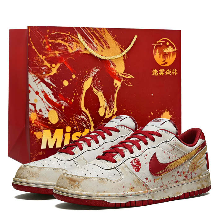 Nike Nike Big Prosperity Golden Step, Horse Year Limited Shopping Bag Low top Skateboard Shoes Men's Gold