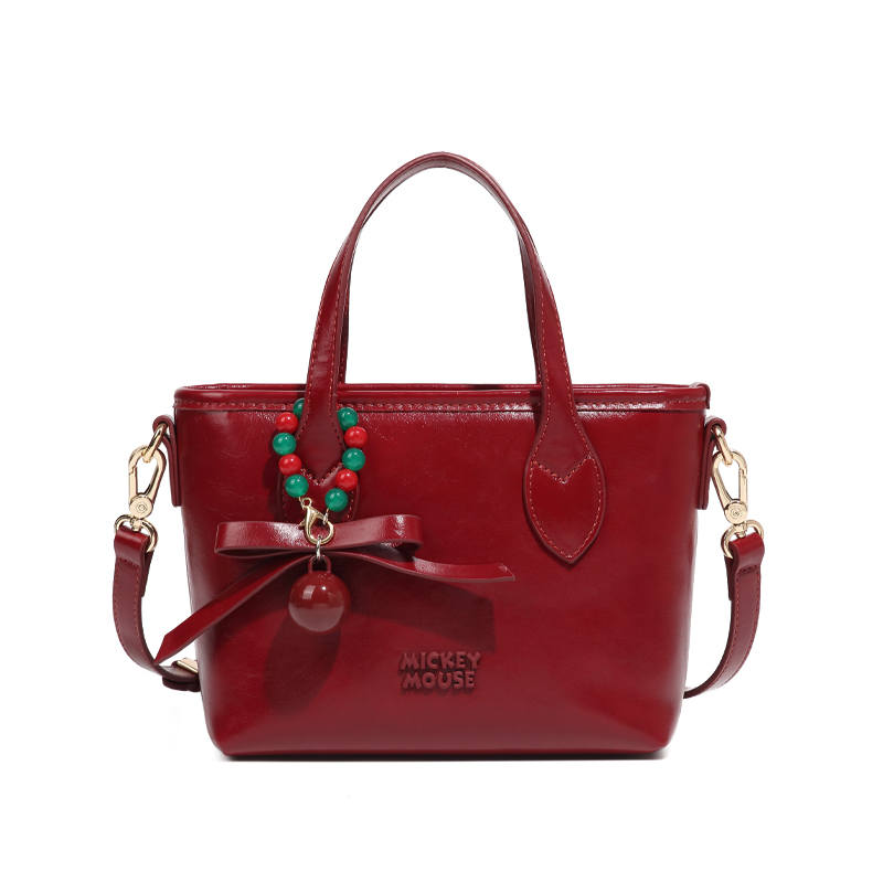 Disney Mickey Mouse Pu Shoulder Bag, Crossbody Bag, Handbag Regular Women's Cherry Red/Cherry Blossom Pink