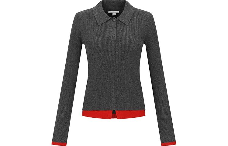 URBAN REVIVO Sweaters Women's Dark Gray Polo Collar Moderate