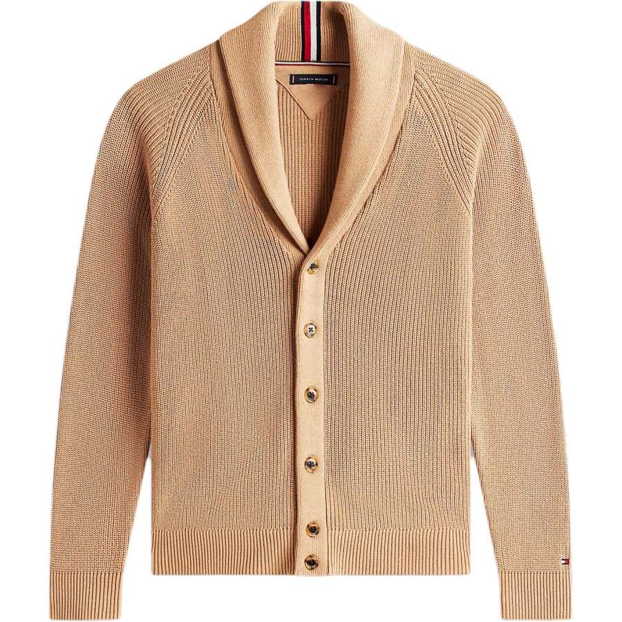 Tommy Hilfiger Knitwear Men's Camel Lapel Moderate Cardigan