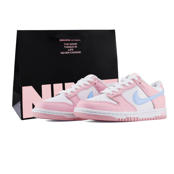 Nike Nike Dunk Low Junior Paws, Preppy Style Leather Abrasion Resistant Slip Resistant Low top Skateboard Shoes Pink