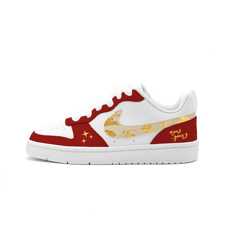 Nike Nike Court Borough Auspicious Golden Cloud, Bug II Manufacturing Leather Slip Resistant Cushioning Abrasion Resistant