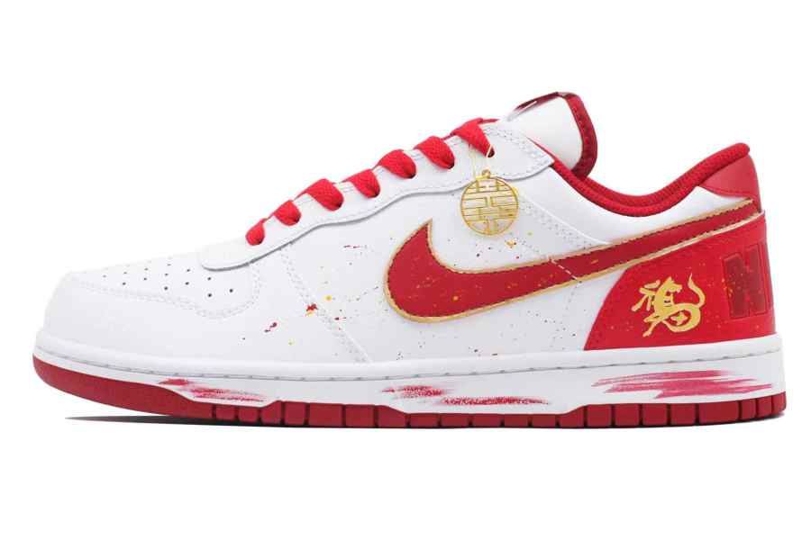 Nike Nike Big Abrasion Resistant Breathable Low top Skateboard Shoes Men's White Red