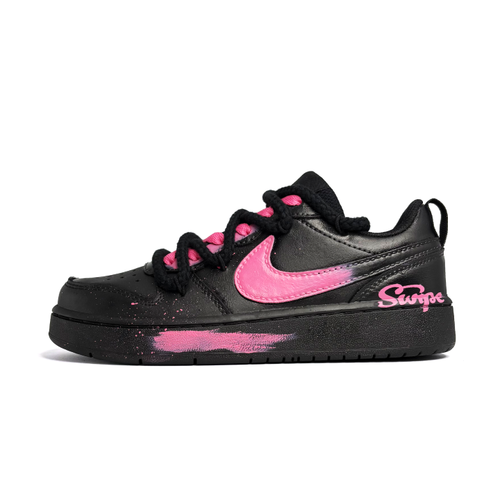 Nike Nike Court Borough Dark Pink Gothic Synthetic Leather Abrasion Resistant Slip Resistant