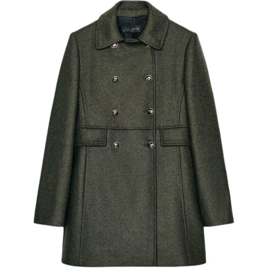 ZARA Coats Women's Khaki Lapel Moderate