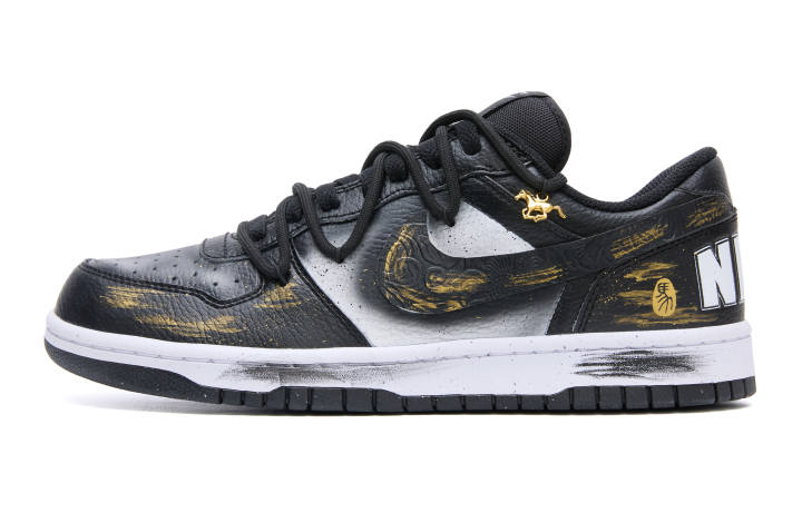Nike Nike Big CNY Horse Year Limited Edition Abrasion Resistant Low top Skateboard Shoes Men's Black Gold