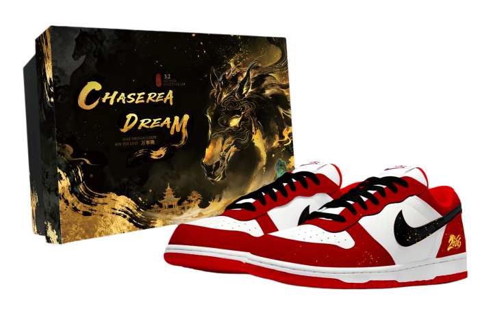 Nike Nike Big Fairyland, Crimson Horse Soaring In The Clouds, Special Packaging Low top Skateboard Shoes Men's Red White
