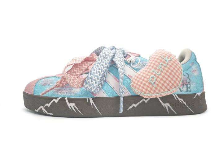 Adidas Adidas Vl Court Classic Galaxy Dream, Heartbeat Code German Army Trainers Unisex Blue Pink