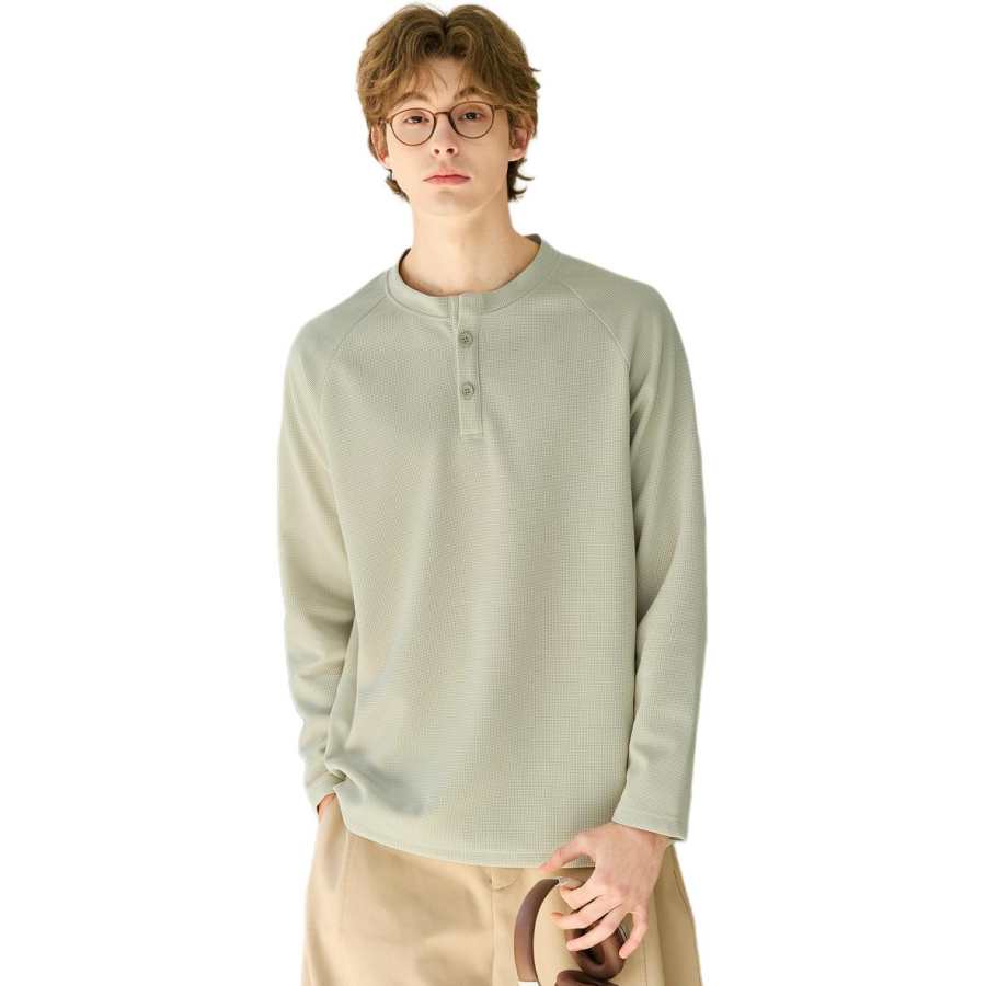 Tonlion T Shirts Unisex Light Apricot Crew Neck Moderate Straight Fit
